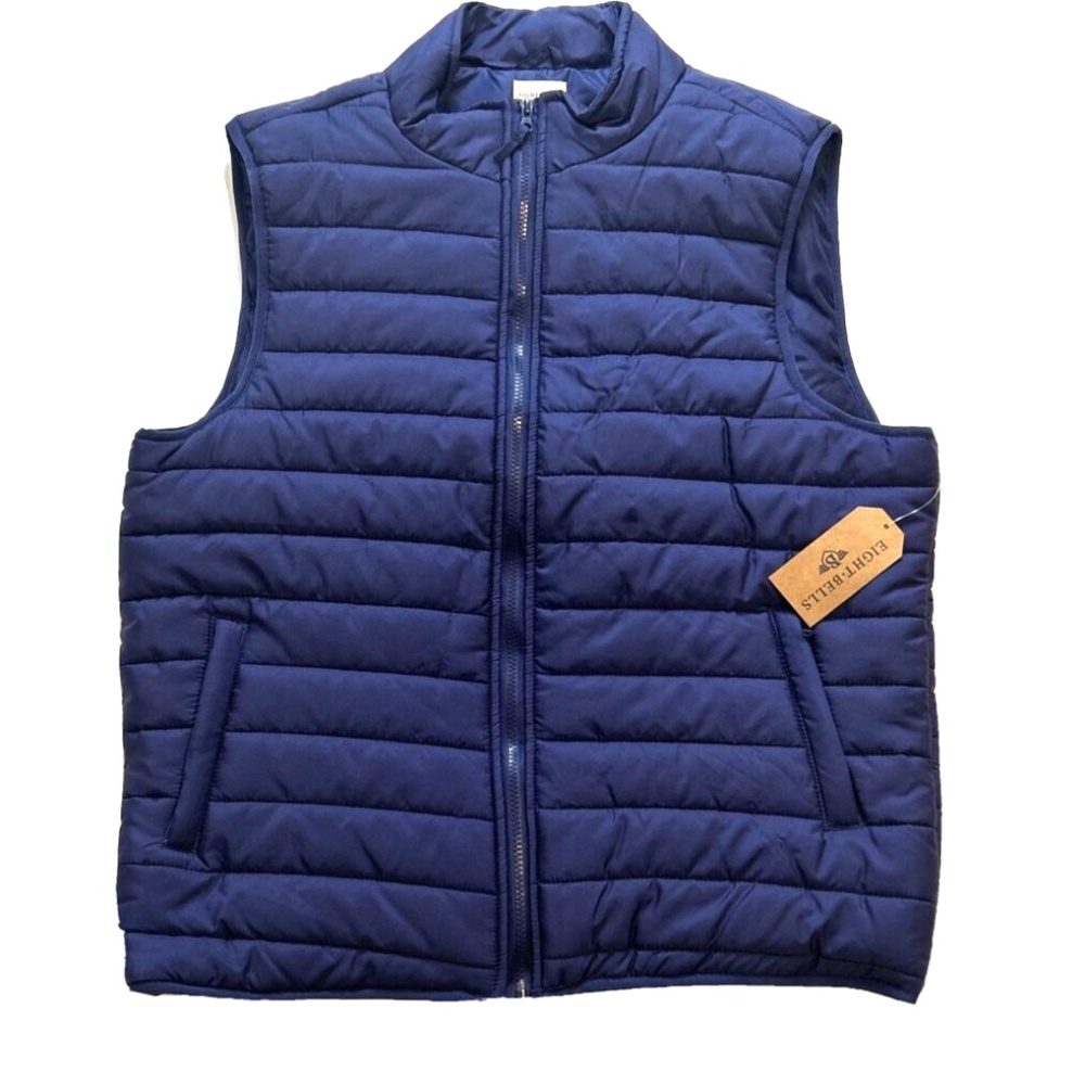 Eight Bells Men's Puffer Vest Quilted‎ Sleeveless Jacket Blue Size Large NEW